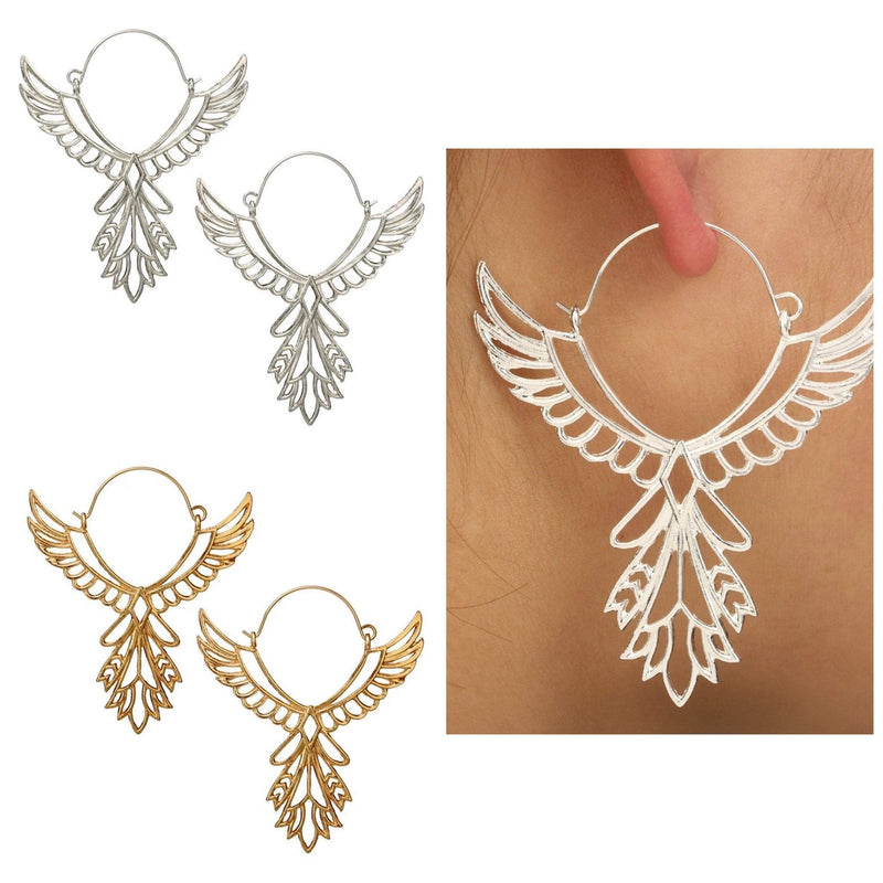 Alyce Angel Wing Hoop Earrings - Avail in silver and gold. - G x G Collective