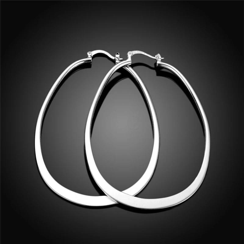 Belinda statement sterling silver oval hoop earrings 