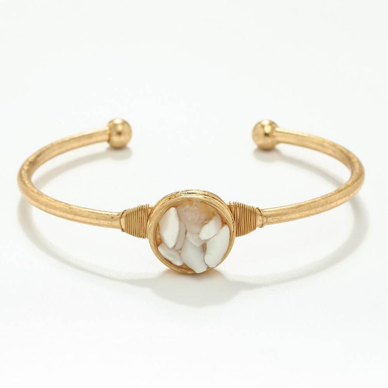 Patrice Brass Natural stone Bangle - Multiple colours