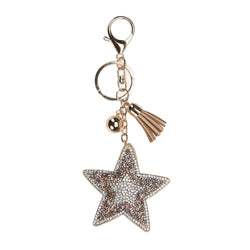 Beige Leather & Suede Star key chain/bag chain - G x G Collective