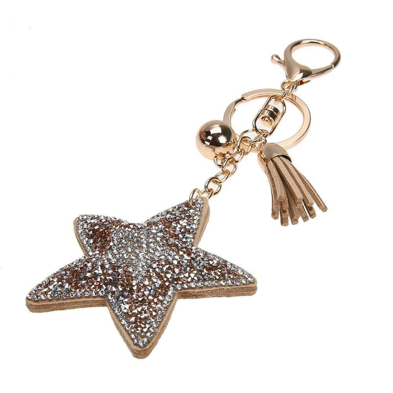 Beige Leather & Suede Star key chain/bag chain - G x G Collective