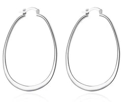 Belinda statement sterling silver oval hoop earrings