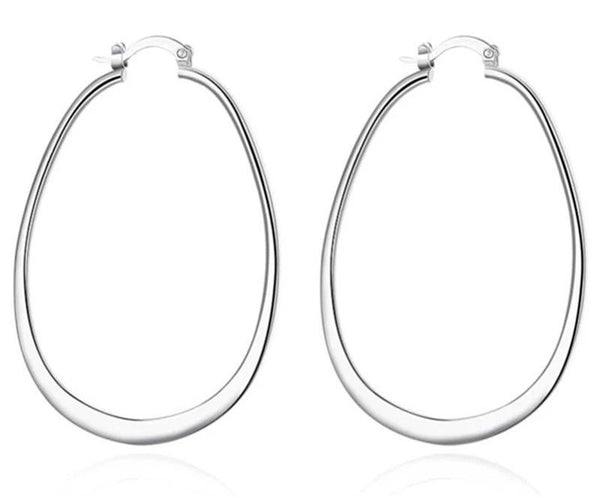 Belinda statement sterling silver oval hoop earrings