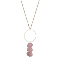 Bella Raw Quartz Necklace - Avail in Pink, Clear, Green, Grey and Blue