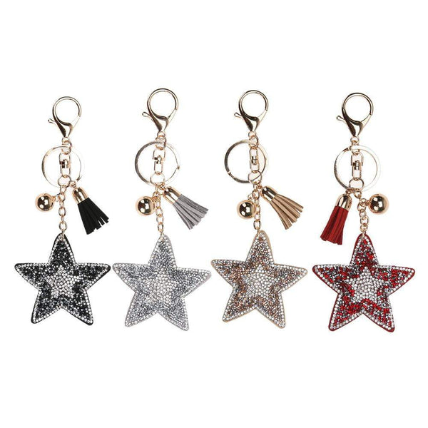Black Leather & Suede Star key chain/bag chain - G x G Collective