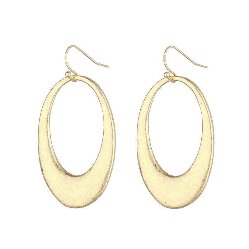 Carrie Oval Brushed Metal Earrings  - Avail in Gold and Silver - G x G Collective