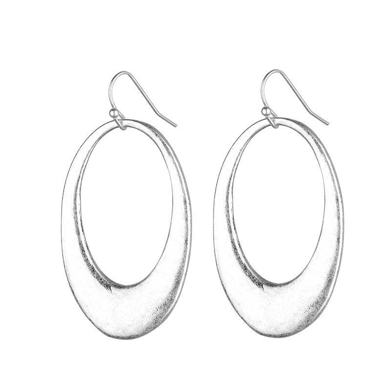 Carrie Oval Brushed Metal Earrings  - Avail in Gold and Silver