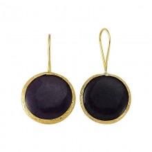 Dark Blue 18kt over brass natural stone earrings
