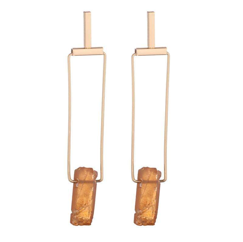 Diane Natural Stone Raw Quartz Earrings   - Avail in Clear, Grey & Amber - G x G Collective