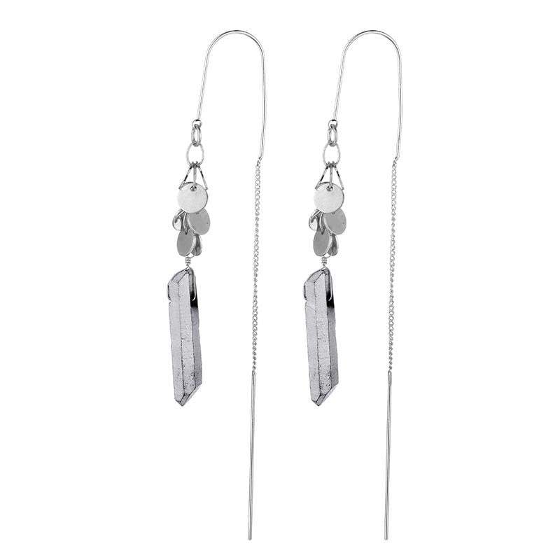 Donna Natural stone quartz Earrings   -  Avail in natural stone Clear and Grey - G x G Collective