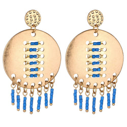 Kara brushed metal Earrings Avail in White and Blue - G x G Collective