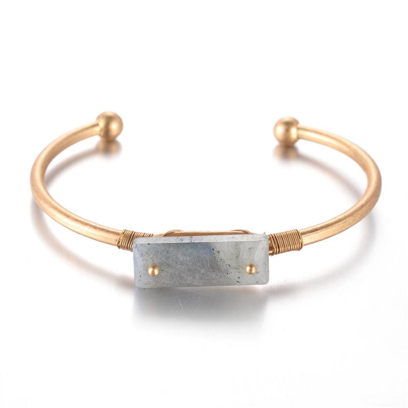 Kathy brass and grey agate bangle 