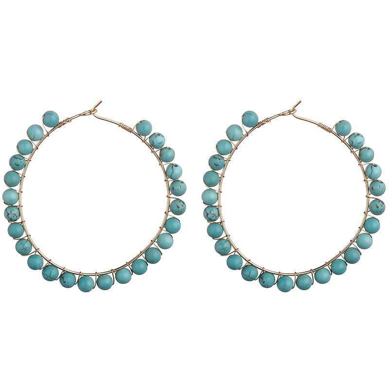 Kirsty Semi-precious Amazonite natural stone hoop earrings - Avail in Turquoise, Seafoam, Blue, Grey - G x G Collective