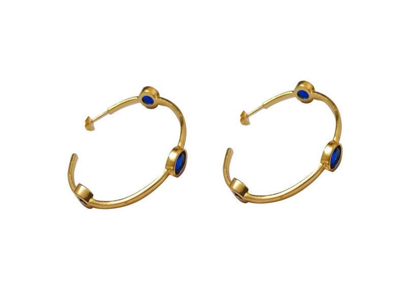 Lilianna Brass medium hoop Earrings - Avail in Sapphire