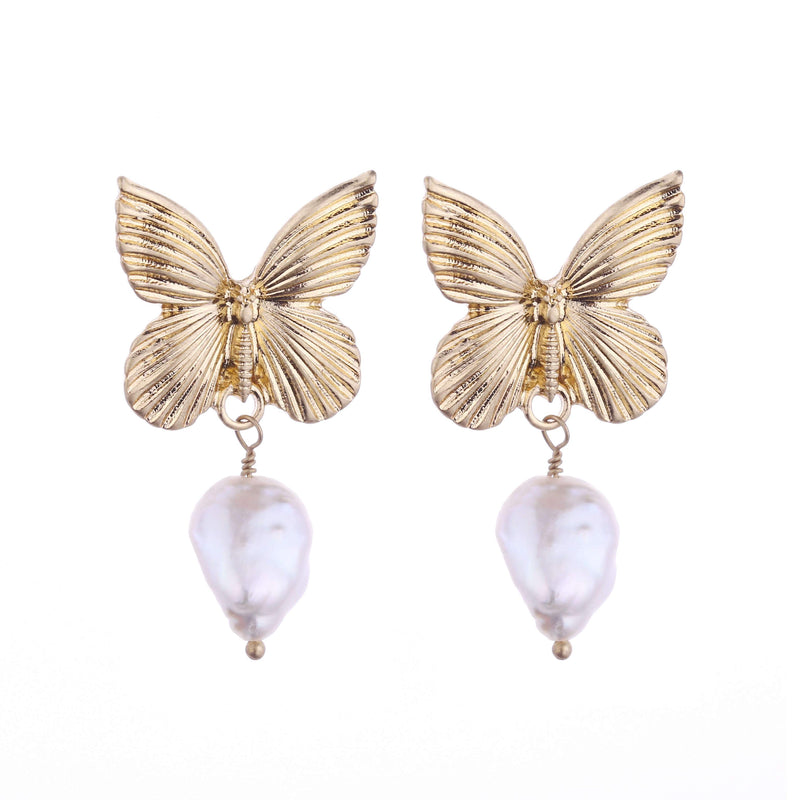 Magna Butterfly Freshwater Pearl Earrings