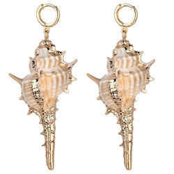 Margaret Natural Conch Shell Earrings in Silver and Gold - G x G Collective
