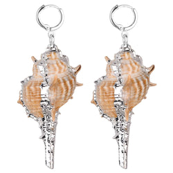 Margaret Natural Conch Shell Earrings in Silver and Gold - G x G Collective