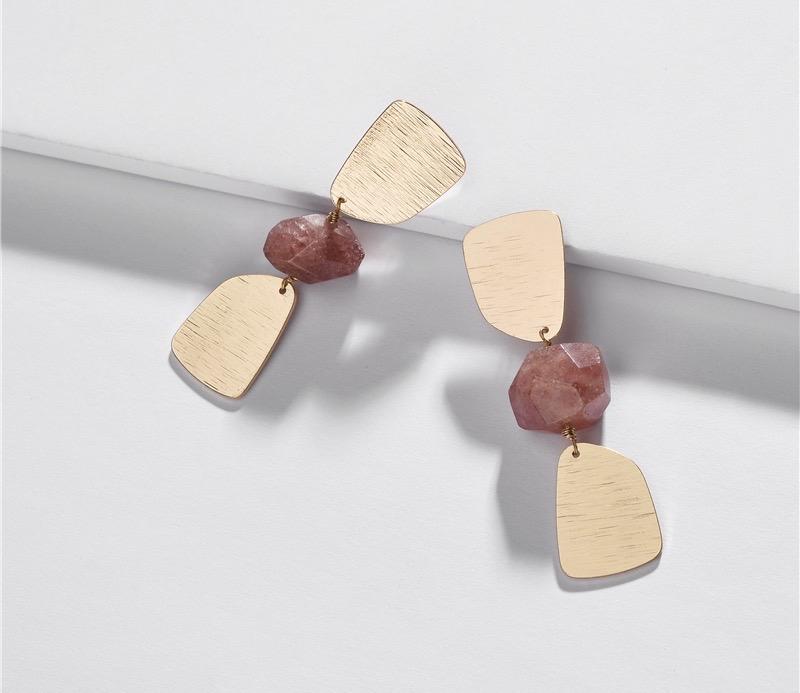 Maria Semi-precious natural stone statement earrings - 3 colours 