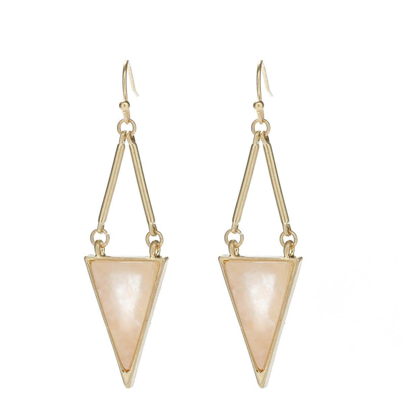 Mia Natural Stone Triangle Earrings - Lapis Lazuri, Rose Quartz & White Howlite