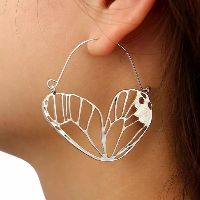 Monarch Butterfly Wing Earrings - Silver & Gold