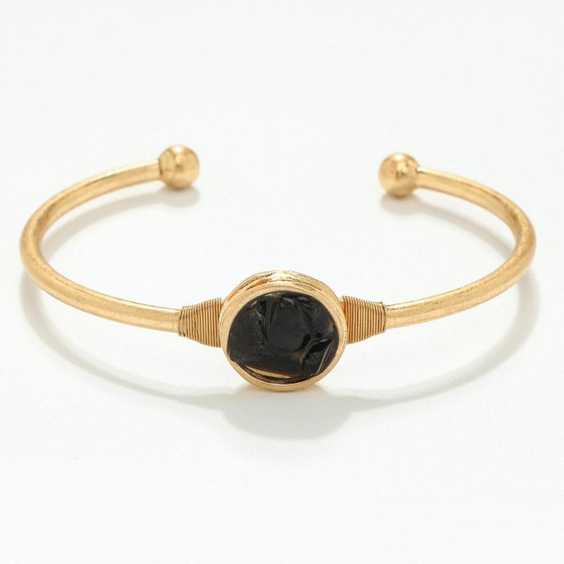 Patrice Brass Natural stone Bangle - Multiple colours