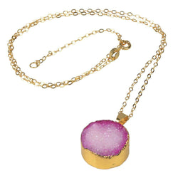 Pink Natural Quartz 18kt Gold Plated Necklace - G x G Collective