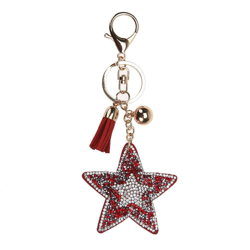Red Leather & Suede Star key chain/bag chain - G x G Collective